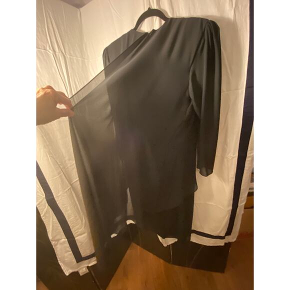 Women's Ursula of Switzerland, 14 or 16 Formal Dress with Chiffon Overlay, Black - Picture 7 of 12